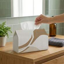 1pc Beige Soft Curved Tissue Box, Elegant Design Enhances Living Environment, Suitable For Daily Use And Special Occasions, Convenient Access - A - View 4