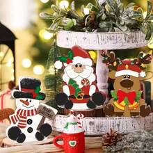 3pcs/Set Christmas Wooden Table Decor, Snowman Reindeer Santa Claus Centerpiece Holiday Wooden Layered Tabletop Sign For Office Restaurant Mantel Home Party Supplies - A - View 4