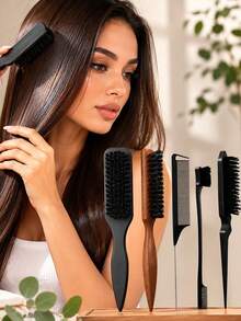 5/1pc Comb Set Multi-Function Hair Brush Smooth Back Comb/Beard Brush Sideburn Brush Unisex Styling Comb Suitable For Smoothing Frizz Creating Smooth Ponytail Bun - Wide Tail Comb And Detangling Comb, Suitable For Hair Salon, Beauty Parlor, Home Essential Bathroom Essential Back To School Essential Halloween Gift Christmas Gift - Multi-color - View 11