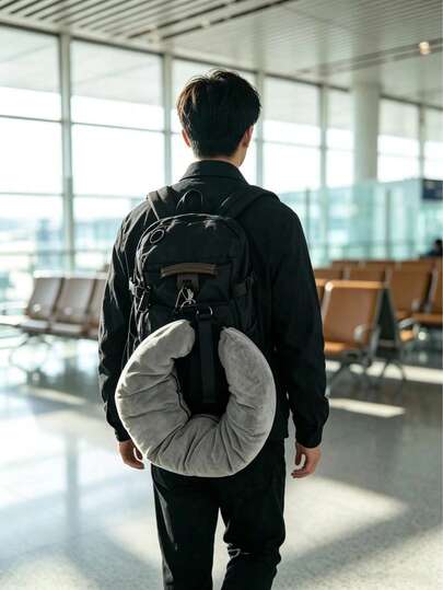 Travel U-Shaped Pillow Storage Bag, Large Capacity Fabric Organizer Bag For Clothes And Crystal, Polyester Material, Zipper Closure, Machine Washable, Perfect For Organizing Pillows And Small Items During Travel, Also Suitable As Graduation Trip Bag Or School Supplies Storage
