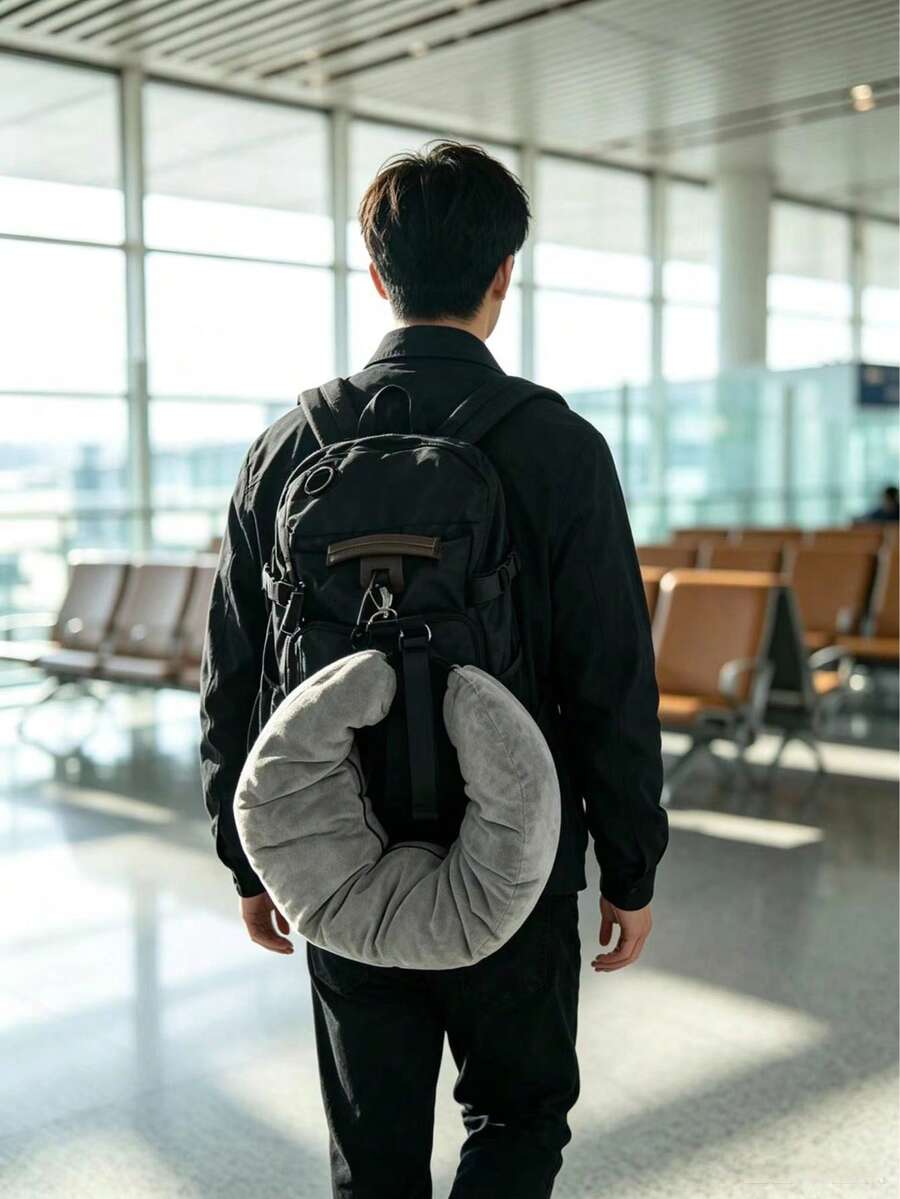 Travel U-Shaped Pillow Storage Bag, Large Capacity Fabric Organizer Bag For Clothes And Crystal, Polyester Material, Zipper Closure, Machine Washable, Perfect For Organizing Pillows And Small Items During Travel, Also Suitable As Graduation Trip Bag Or School Supplies Storage - Multicolor - View 1