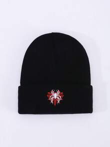 1pc Or 2pcs Women Embroidered Heart Spider Web Knit Beanie Hat, Brimless Cap Suitable For Halloween, Autumn/Winter Warmth, Daily Wear And Outfit Matching - A - View 4
