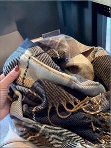 This New Korean-Style Scarf Features A Thick Plaid Pattern, Suitable For Women To Wear In Autumn And Winter, With Versatile Uses. The Student Couple Scarf Is Made Of Faux Cashmere Material For Men, Providing Excellent Warmth. - Multicolor - View 2