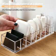 1-Pack Transparent Drawer Storage Box, Multi-Grid Desktop Organizer - Clear - View 4