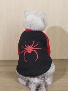 LUCKIE PAW 1pc Halloween Funny Graphic Pet Sweatshirt, Anti-Flea, Reduce Shedding, Warm & Breathable Dog Vest, Suitable For Large & Small Dogs And Cats, Indoor & Outdoor - Multicolor - View 2