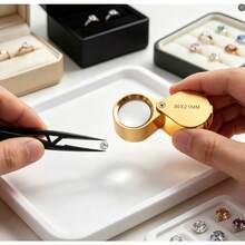 1pc Portable Foldable Magnifying Glass For Jewelry And Antiques, 30x Handheld Gold - A Great Gift+1pc Slant Opening Tweezers - Magnifying Glass + Tweezers - View 2