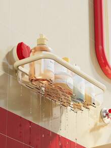 Suction Cup Shower Caddy, Drill-Free Wall Mounted Bathroom Storage Rack, Durable Rust-Proof Plastic Floating Storage Basket, Space-Saving Shampoo Soap Toiletries Organizer - Multicolor - View 9