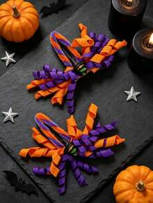 Kẹp tóc ruy băng xoắn Halloween, kẹp tóc cá sấu trang trí mũ phù thủy, phụ kiện tóc cosplay tiệc phong cách gothic cho nữ - Nhiều màu - Xem 4