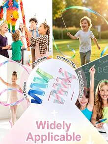 1/2/5 Pcs Rhythmic Gymnastics Ribbons/Streamers (2m/4m/6m) – Glittery Dance Ribbons With Swivel Wands; Colorful Ribbons For Kids And Adults, Suitable For Talent Shows, Artistic Dance, Outdoor Parties, And Games - Multicolor - View 6