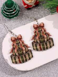 1 Pair Christmas Tree Acrylic Earrings, Exquisite Creative Vintage Niche Design, Personalized Fashion Gift For Women, Suitable For Daily Wear, Holiday Party Outfit, Jewelry Gift - Multicolor - View 4