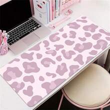 1pc Light Pink Leopard Print PU Leather Large Desk Mat, Waterproof Anti-Slip Easy Wipe Desktop Protector, Big Mouse Pad For Office, Study, Gaming & Makeup Table Decor - View 2
