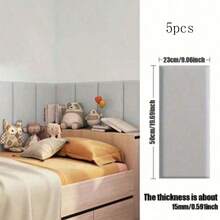 5pcs Bed Headboard Soft Upholstered Backrest Hotel Tatami Wall Surround No Headboard Replacement Self-Adhesive Cushion Anti-Collision Wall Sticker Wall Protector - Soft 5 - View 8
