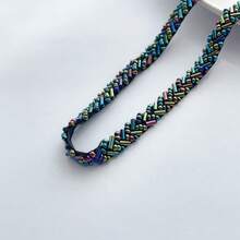1pc Fashionable Minimalist Versatile Personalized Handmade Beaded Magnetic Choker Iridescent Neck Strap Necklace Women Accessory Decoration Suitable For Daily Wear - Black - View 4
