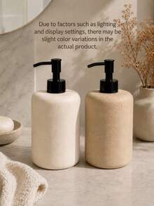 1pc Press-Type Soap Dispenser, Modern Wabi-Sabi Design, Rounded Bottle With Black Spotted Texture Pump Head, Suitable For Bathroom Hand Soap Or Body Wash - Black Pump Head - View 2