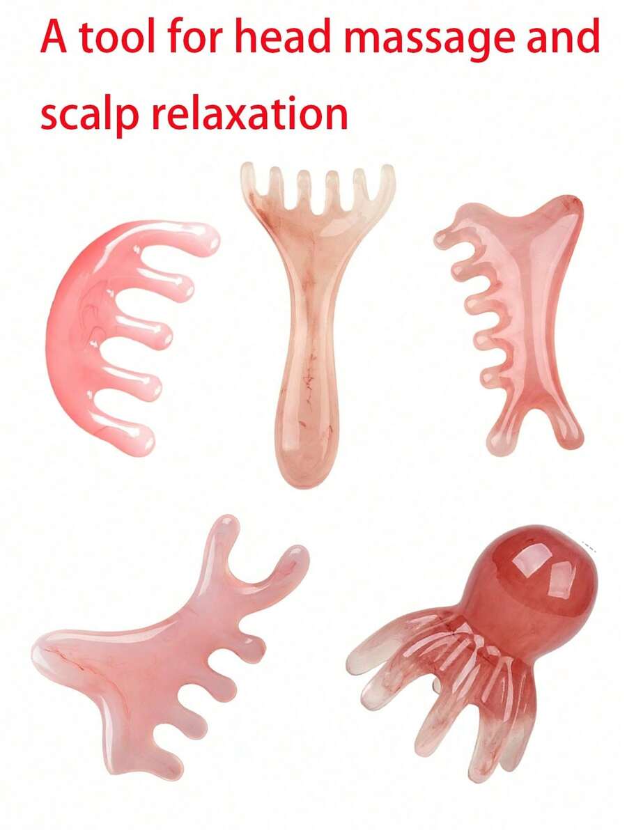 Head Massage Claw Scalp Relaxation Tool, Facial Massage Tool Scalp Gua Sha Head Massage Comb Gua Sha Massage Tool Face Lifting Massage Eye Massage Relaxation Tool, Deep Tissue Massage Relaxation Tool Multi-Function Handheld Head Massage Tool, Acupressure Trigger Point Massage, Also Suitable For Full Body Deep Tissue Massage. Made Of Resin Material, Smooth And Rounded. Washable And Reusable. - Multicolor - View 1