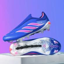 1 Pair World Cup Style Latest Men's Football Shoes, AG Long Stud Turf Training Boots - Blue - View 3
