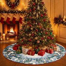 1pc Blue Snowman Pattern Christmas Tree Skirt, Elegant Color Holiday Decor, 5 Sizes, Unisex Holiday Gift, Suitable For Home And Party Christmas Home Decoration - Blues Snowman - View 7