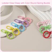 8pcs New Macaron Color Painted Door Buckle Spring Clip Keychain Pendant Creative Colorful Ring Bag Accessory (Random Color) - Multi-color - View 6