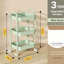 Xe đẩy lưu trữ 3 tầng, kệ tổ chức đa năng bằng kim loại di động với 4 bánh xe xoay, dễ lắp ráp, phù hợp cho nhà bếp, phòng tắm, phòng ngủ, phòng giặt, kệ lưu trữ đa năng - Nhiều màu - Xem 2
