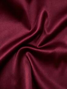 WAIT HIM Kemeja Pria Lengan Pendek Bahan Satin - Burgundy - View 5