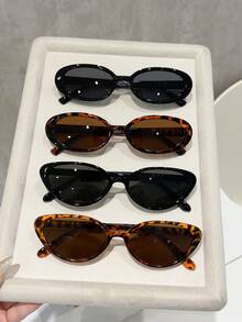 6 Pairs Women's Plastic Leopard Print Multicolor Oval Full Frame Fashion Glasses, INS Style, Essential For Daily Life, Students, Weekend Outfits, Dating, Outings, Fashion Accessory Suitable For All Face Shapes - Multicolor - View 2