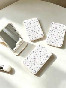 1pc Cute Girl Style Portable Mini Folding Makeup Mirror. This Mirror Comes With A Stand, Featuring A Leopard Print Design And A Simple Rectangular Shape, Making It Suitable For Travel And Daily Use, As Well As An Ideal Desktop Makeup Mirror. Perfect For Back-To-School Season Or As A Gift For Friends, Family And Teachers. - Multicolor - View 8