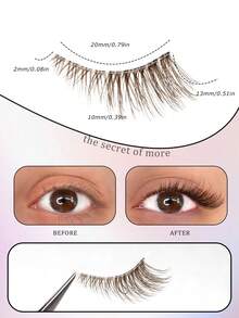 5 Pairs Brown Half Eye Extended Tail Invisible Band Natural Fit 3D Fluffy Curly Caramel Color Faux Eyelashes Soft Lightweight Beginner Wear Date Travel False Eyelashes - Brown - View 5