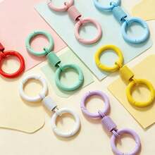 3 Pcs Swivel O‑Ring Keychain Clasp, Colorful Spring Rotating Connector Ring, Quick Release Snap Hook, Interlocking Spring Ring Clasp For Bag Charm, Pendant, Purse Charms, Key Chain, Handmade Jewelry Making DIY Accessories - Multicolor - View 1