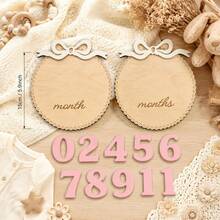 Baby Monthly Milestone Wooden Sign Board, Baby Monthly Milestone Wooden Disc, Baby Milestone Disc - Calendar Poster - View 2