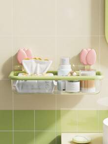 Suction Cup Shower Caddy, Drill-Free Wall Mounted Bathroom Storage Rack, Durable Rust-Proof Plastic Floating Storage Basket, Space-Saving Shampoo Soap Toiletries Organizer - Multicolor - View 4