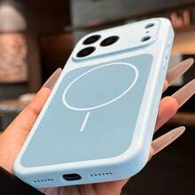 1pc Silicone Phone Case Compatible With 18Pro Max 18Pro 17Pro Max 16 15 14 Pro Max Plus, Minimalist Siliconer Shockproof Anti-Drop Slim Protective Cover - Far Peak Blue - View 3