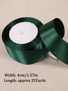 Size 25 (Approximately 23 Meters) 1-4 Cm Forest Green Ribbon, Single-Sided Polyester Craft Ribbon, Suitable For Handmade Roses, Gift Packaging, Bouquets, Weddings, Christmas Party Decorations - Multicolor - View 9
