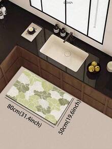 1pc Mori Style Light Green Hand-Painted Floral Diatomaceous Earth Mat, Rubber Non-Slip Bottom Oil-Resistant, 3.5mm Cuttable, Fresh Plant Style, Kitchen Countertop Multi-Scene Absorbent Decorative Pad - Multicolor - View 15
