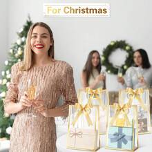 12pcs Transparent Gold Foil Plastic Gift Bags (6/12) With Champagne Ribbons, (6pcs Bags+6pcs Ribbons) Perfect For Wedding Favors And Party Favors, Reusable Waterproof Transparent PVC Gift Shopping Bags, Gift Packaging Bags, Suitable For Women's Weddings, Parties And Holiday Gifts, Valentine's Day, Mother's Day Gift Packaging Bags, Transparent Waterproof Bags, Suitable For Summer, Vacation And Beach, Halloween Christmas Gift Bags - Transparent Gold-rimmed Gift Bag (with Ribbon) - View 8