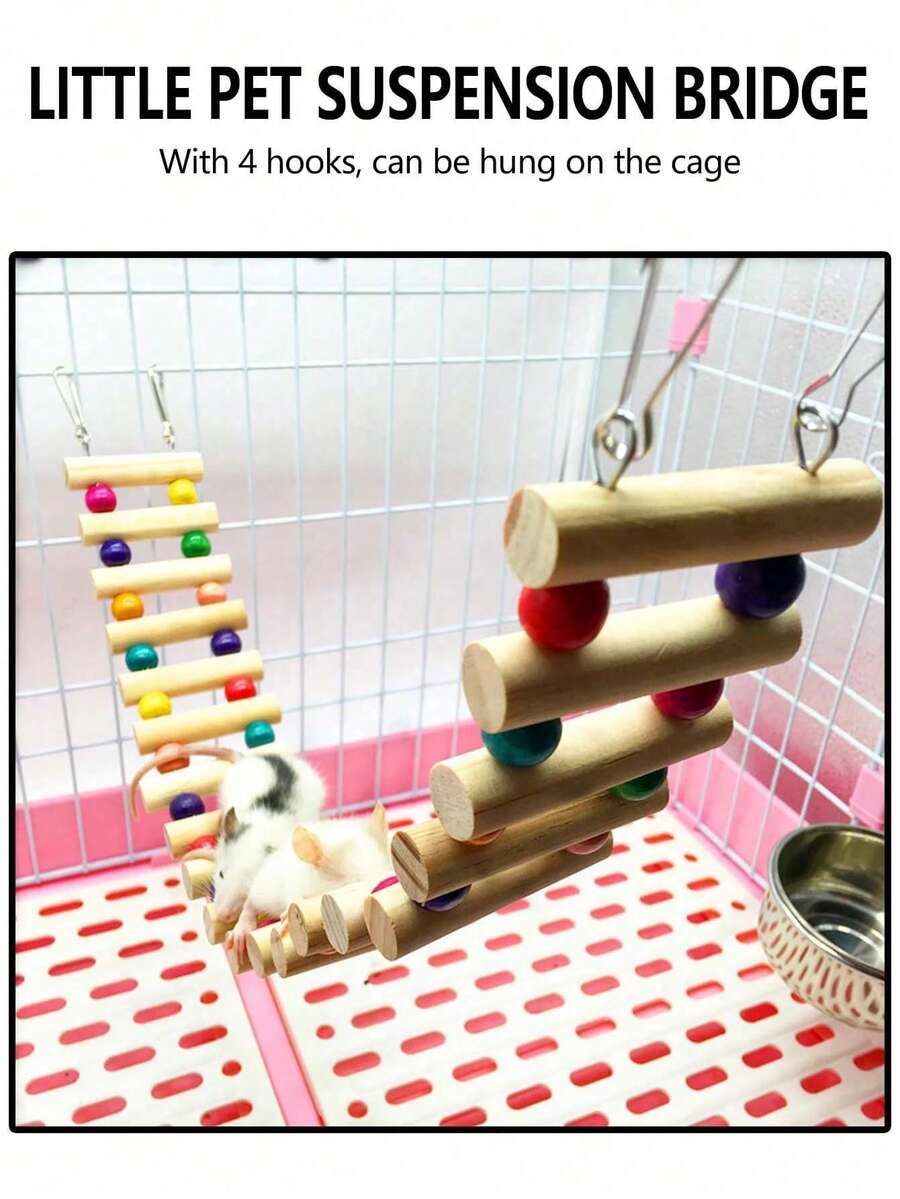 Small Pet Suspension Bridge Hamster Hanging Bridge Parrot Swing Sugar Glider Squirrel Climbing Ladder Stairs Small Pet Climbing Cloud Ladder - A - View 1