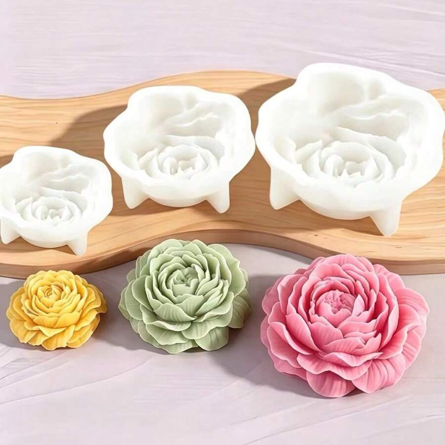 Large Peony Flower Silicone Mold, Suitable For DIY Aromatherapy Candles, Handmade Soap Making And Craft Production - 3D Floral Home Decor Gift - White - View 1