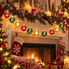 1pc Christmas Ball LED String Lights 10/20 LEDs Merry Christmas Tree Snowflake Ornament Lights Battery Operated Xmas Fairy Lights Suitable For Home Bedroom Mantel Christmas Holiday Party Festive Decor - Warm White - View 2