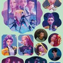 Hasbro 12pcs K-POP Witch Hunter Girl Group & Saga Boy Band Sticker Set, DIY Adhesive Stickers - Random - View 1