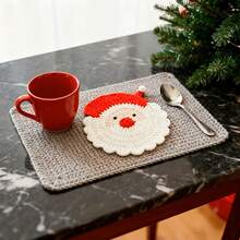 2PCS Santa Claus Knitted Coasters, Christmas Theme Knitted Car Cup Holders, Dual-Use For Car And Home, Holiday Creative Decorative Gift - Santa Claus Woven Coaster - View 9