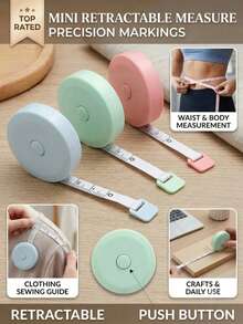 Double-Sided Dual-Scale Mini Soft Tape Measure Set, Portable Mini Retractable Measuring Tape, Retractable Round Ruler - Portable Retractable Locking Mechanism And Clear Markings, Suitable For Tailoring, Home Use, Waist, Chest, Height Measurement - Multicolor - View 12