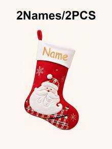 Custom Embroidered Name Christmas Stocking, Personalized Christmas Theme Mantel Decor, Festive Holiday Fireplace Decor, Customized Name Gift Bag, Christmas Tree Ornaments, Customizable Xmas Stocking For Home Party, Christmas Gift For Family, Friends - Style B - View 15