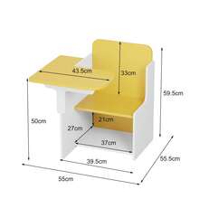 2 In 1 Wooden Children Table With Chair, Small Kids Table And Chair Set With Storage Box, Suitable For Kids Children Toddlers Boys Girls, Yellow - Yellow - View 2