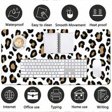 White Brown Leopard Print Mouse Pad | Non-Slip Leather Desk Mat, With 2D Flat HD Printing, Durable And Stylish, Suitable For Gamers And Office Use, Perfect For Halloween And Christmas, Reusable - View 7