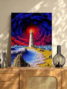 DIY Vibrant Surreal Lighthouse Storm (Frameless Or Framed 8x12 / 16x20 Inches) Paint By Numbers Kit(Acrylic) Arts & Crafts For Adult Beginners, Home Wall Decor, And Holiday Gifts - Sets - View 3