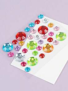 4Pcs Crystal Diamond Self-Adhesive Face Gems Stickers Rainbow Acrylic Rhinestone Face Jewels With Star, Heart & Flower Shape, Body DIY Decor Sparkly Face Stick On Gems For Rave Festival, Carnival, Party - Multicolor - View 10