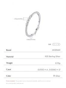MODIAN Moissanite Rings 925 Sterling Silver Minimalist Lab Diamond Thin Ring Stackable Daily Wear Ring For Women Fine Jewelry - Silver - View 7