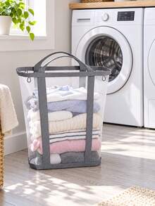 Extra Large Foldable Mesh Laundry Basket With Handle- Robust Laundry Bags, Portable Storage Bag, Garment Bag, Hook, Suitable For Clothing Storage, Home, Travel And Laundry Room, Bedroom And Bathroom, Camping Use. Space-Saving, Rectangular Design | Laundry Basket, Laundry Bin, Back To School, Christmas, Halloween Gift - Multicolor - View 5