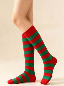 1/3 pares de calcetines de pantorrilla para mujer, calcetines de tubo largo estilo JK japonés con patrón de rayas y contraste de color para cosplay de anime, calcetines de pantorrilla estilizados de alta calidad para mujer, transpirables, cómodos, absorbentes de humedad y sudor para otoño, estilo deportivo casual, callejero, universitario y elegante, adecuados para uso diario, varios festivales, Halloween y Navidad, opción de regalo perfecta - Multicolor - Ver 20