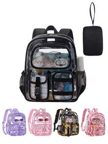 Mini Transparent Backpack 12x6x12 Stadium Approved Women's Girls Clear Small Daily Bag For Concerts Sports Events Travel Work Holidays - Multicolor - View 1