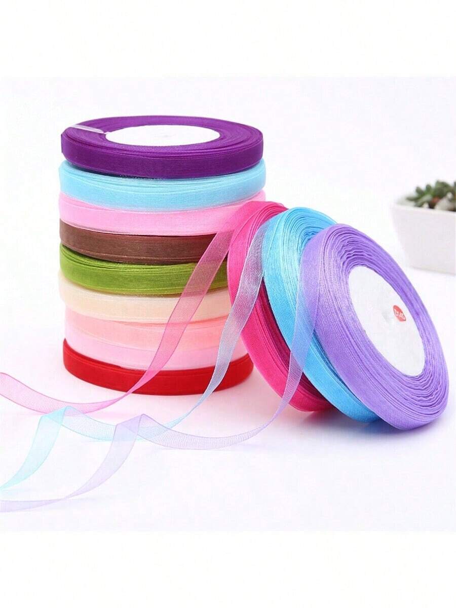 1 Roll 50 Yards 10mm Organza Ribbon, Suitable For Handmade Bows, Crafts, Weddings, Christmas Decorations, DIY Cards, Gift Wrapping - Pick Colors - View 1